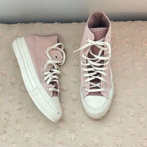 Converse Textured High Top Sneakers Pink White Size 8.5